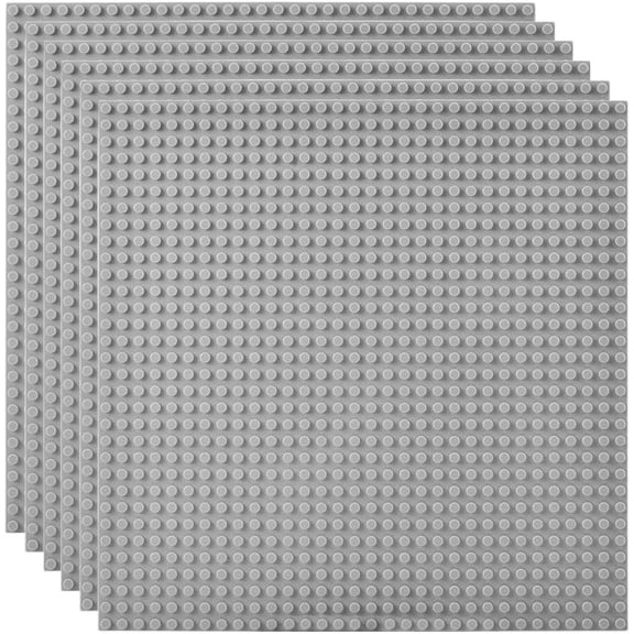 6 Pack Classic Base plates, 10"x10" Large Building Board Baseplates 100% Compatible with All Major Brands, Grey