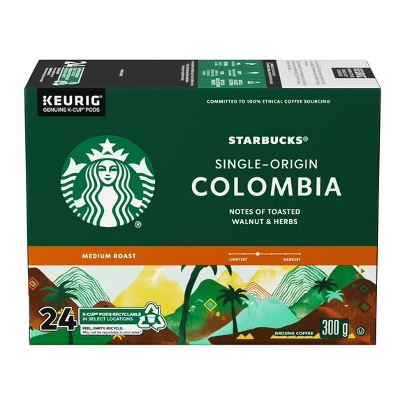 STARBUCKS Café Orig. uni. Colombie, caps. de café Keurig, torré. moy. équilibrée avec notes de noix et d’herbes fraîches, café 100 % arabica provenant de grains d’Amérique latine, K-Cup 300g