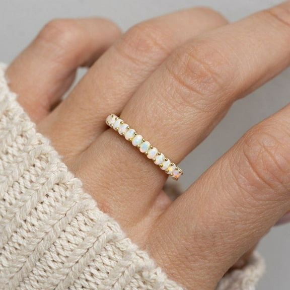 Opal Ring, Baguette Ring, Dainty Opal Ring