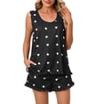 thumbnail image 1 of Conjunto de pijama con volantes y estampado de corazones para mujer, camiseta sin mangas con cuello redondo, pantalones cortos con bolsillo inclinado, ropa de dormir de 2 piezas, 1 of 6