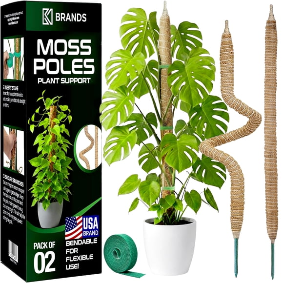 Soportes para plantas K-Brands, paquete de 2, tutores de musgo flexibles de 71 cm