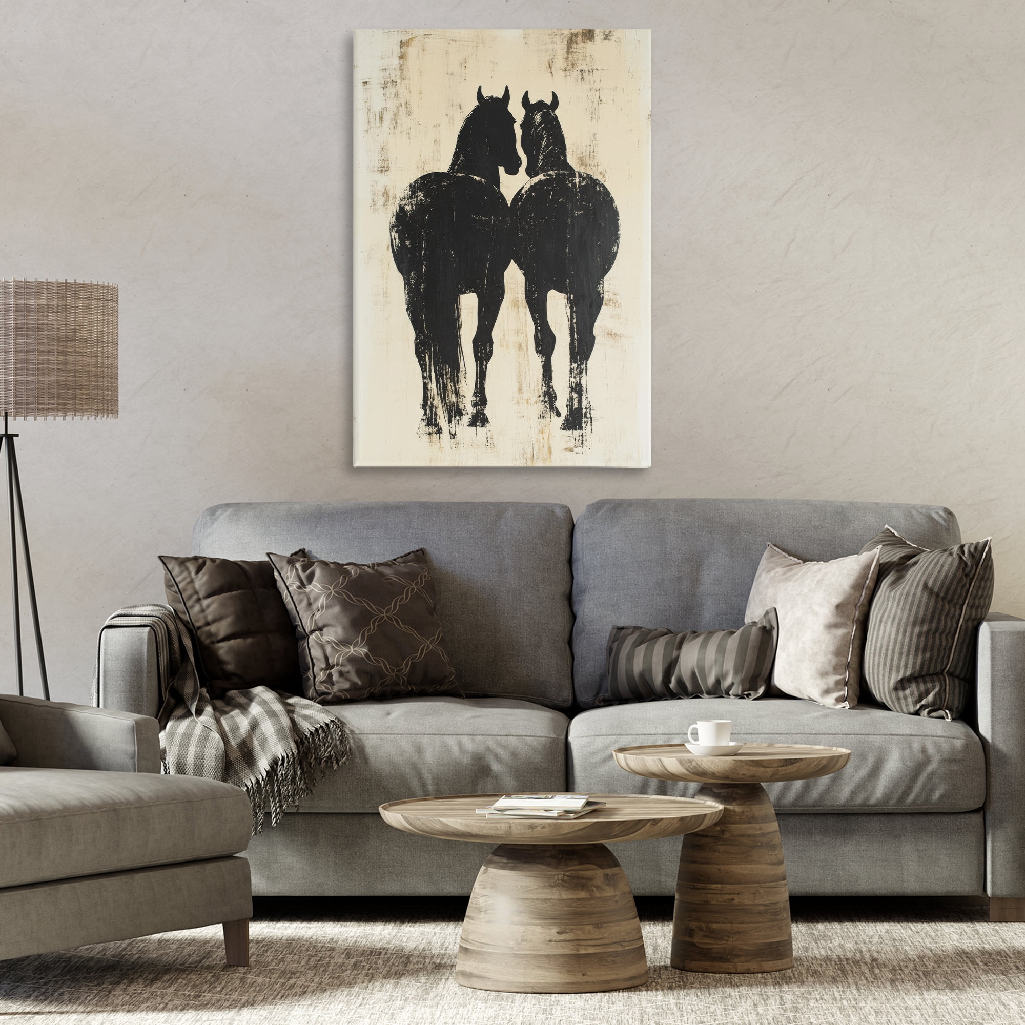 Stupell Industries Twin Horses Facing Away Canvas Wall Art, design by Petal Prints Design