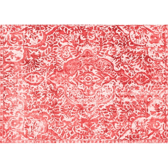 Ahgly Company Machine Washable Indoor Rectangle Abstract Red Modern Area Rugs, 8' x 12'