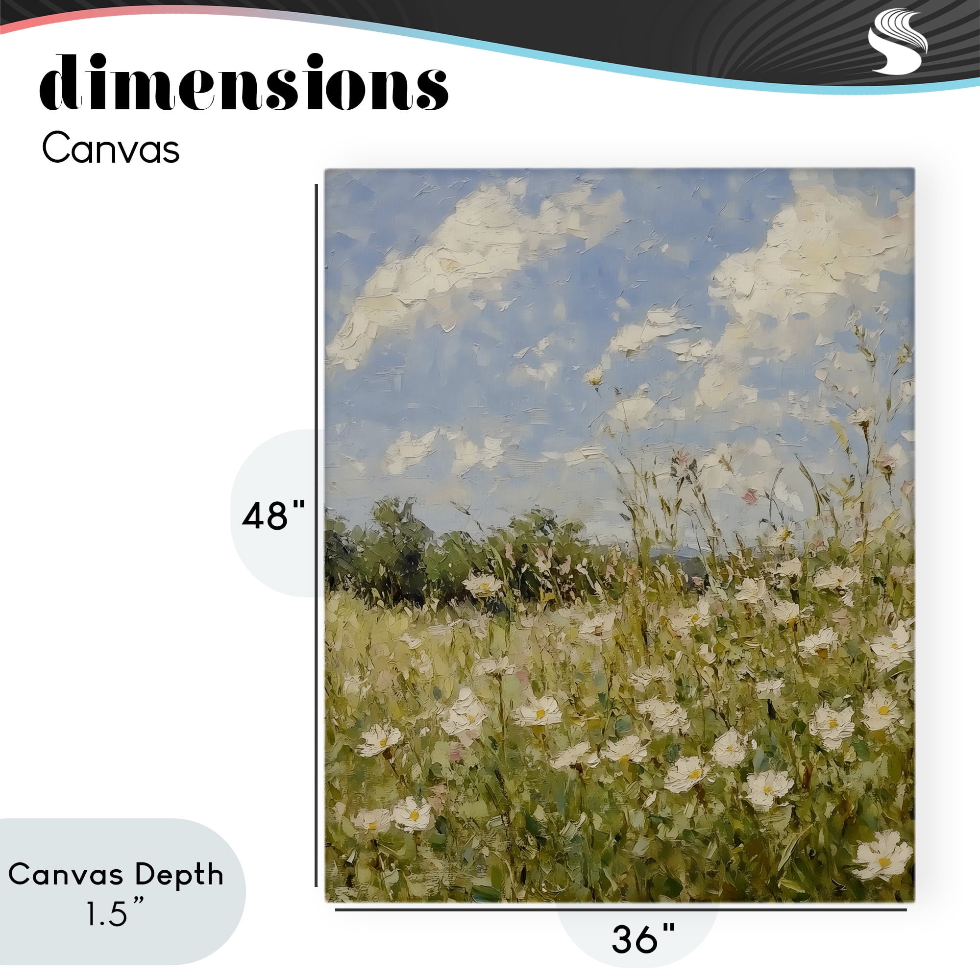 Stupell Industries Wildflower Field Beneath Blue Sky Canvas Wall Art, design by LSR Design Studio