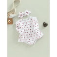 thumbnail image 3 of Suealasg 2PCS Infant Baby Girl Spring Valentines Day Outfit 3M 6M 12M 18M Newborn Girls Long Sleeve Heart Print Romper Dress Bodysuit+Headwear, 3 of 9