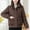 c01Brown, variant on Arnsht Women's Cropped Puffer Jacket Coats Winter Zip Up Hooded Short Warm Padded Jacket Solid Color Long Sleeve Outerwear Brown XL