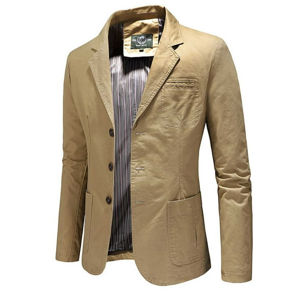 XFLWAM Men's Vintage Business Casual Work Wear Suit Jacket Long Sleeve Sport Coat Single Breasted Formal Blazer Khaki M