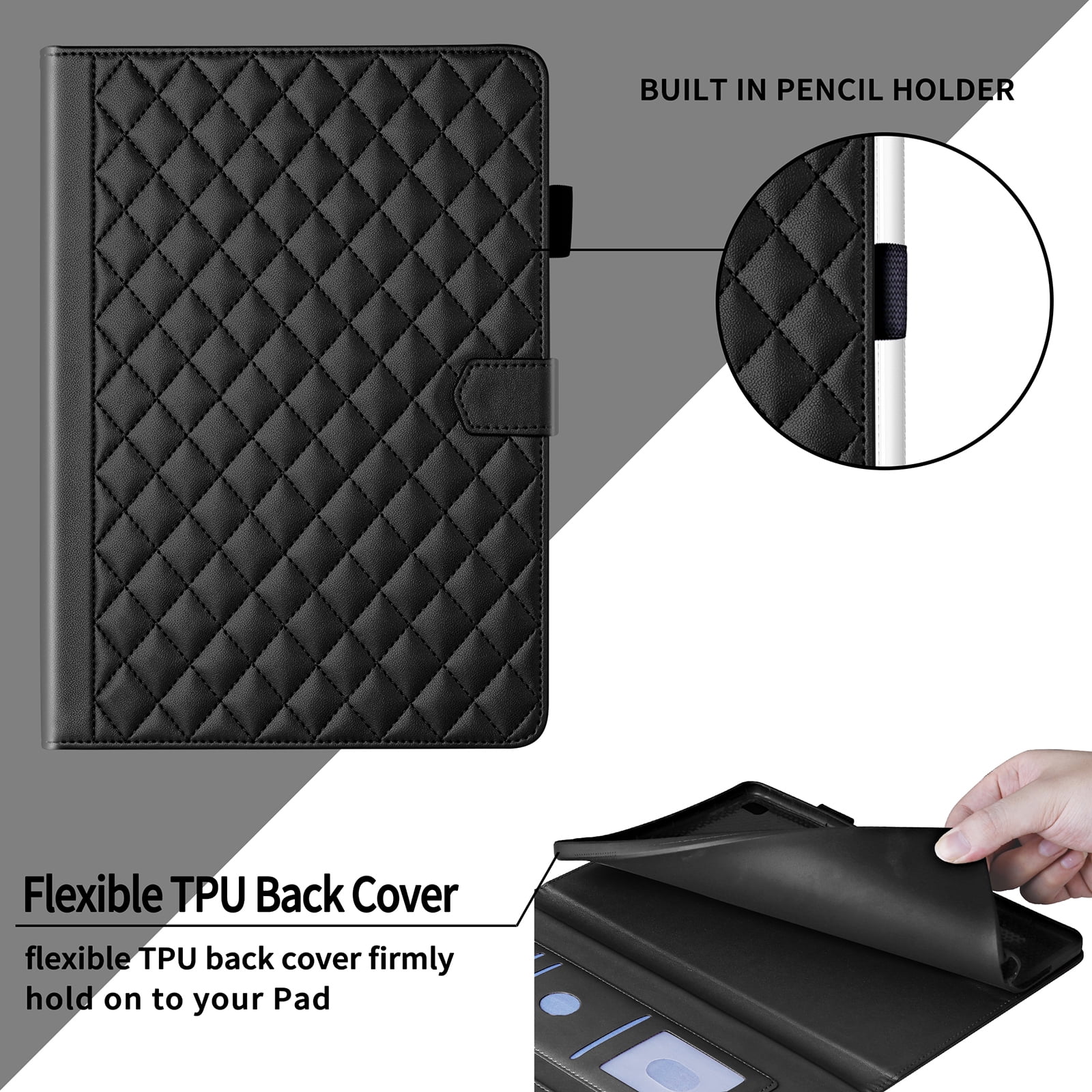 Dteck Case for iPad 9th 8th 7th Generation 10.2 inch,iPad Air 3rd Gen/iPad Pro 10.5" Magnetic PU Leather Smart Auto Wake/Sleep Folio Stand Case Card Slot Pencil Holder Cover,Black