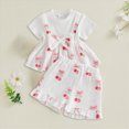 thumbnail image 2 of kpoplk Baby Toddler Girl Summer Outfits Cherry Print Short Sleeve Tops and Shorts 2 Pcs Set Spring Clothes(White,2-3 Y), 2 of 4