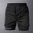 thumbnail image 2 of Men's Sports Quick Dry Shorts, Athletic Shorts, Sweat Shorts, Elastic Waist Breathable Stretchy, Gym Workout Running Vacation, Summer Outdoor | AESTIVO,Black L, 2 of 9
