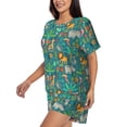 thumbnail image 2 of Naloa Jungle Animals Women's Short-Sleeved Pajama Set, Loungewear, Summer pajamas, Breathable Cozy - XX-Large, 2 of 9