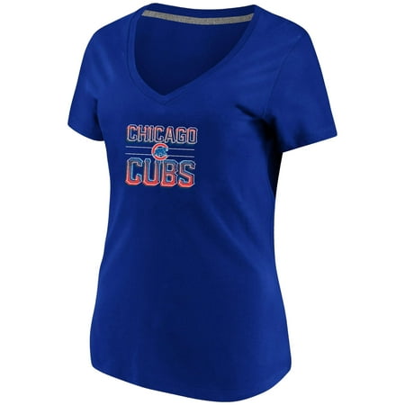 Women's Majestic Royal Chicago Cubs Compulsion to Win Plus Size V-Neck T-Shirt
