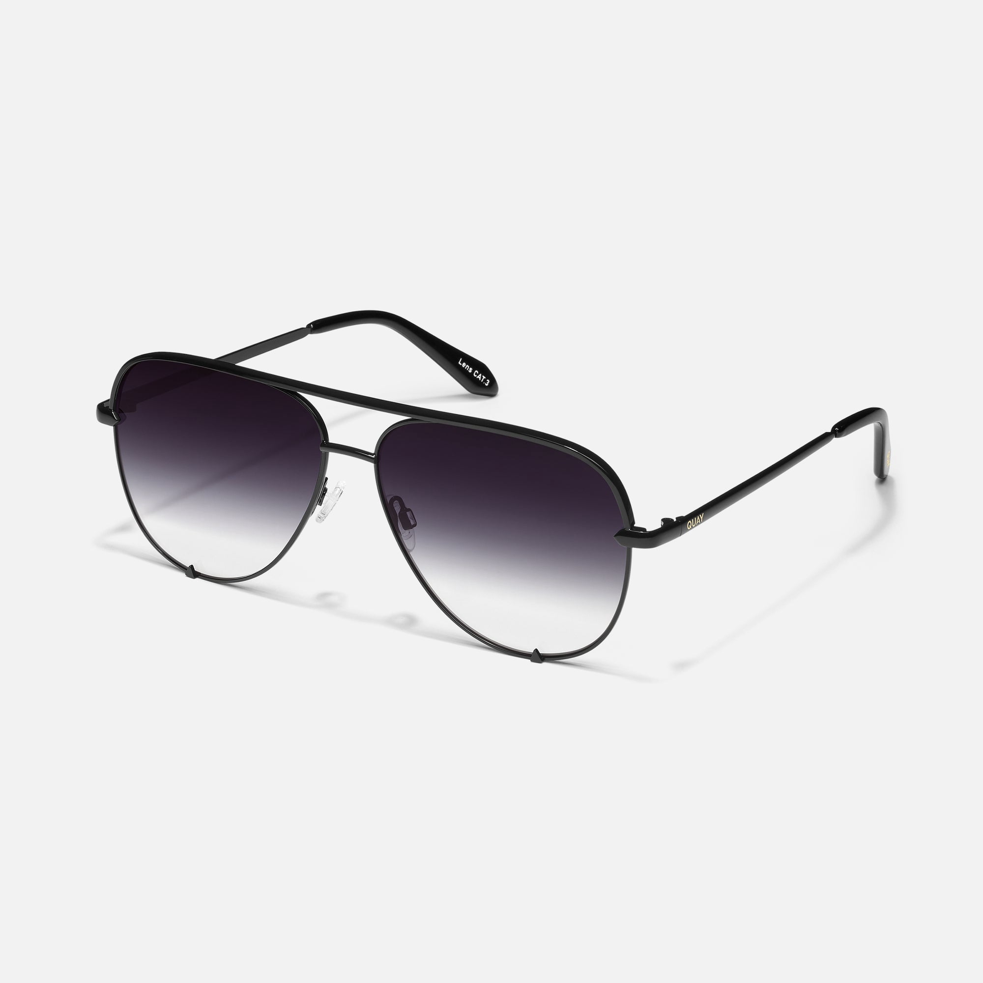 Quay Australia High Key Mini Aviator Sunglasses, Black/Smoke Fade