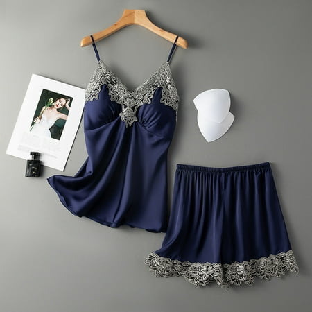 

HOMBOM Causal Pants For Women Sexy Sling Shorts Lace Trim Two Piece Home Service Homewear Pajamas Set For Woman Clearence
