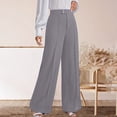 thumbnail image 4 of Htigea Womens Straight Leg Dress Pants High Waisted Button Pleated Business Trousers Solid Color Office Work Commute Pant Gray XL, 4 of 8