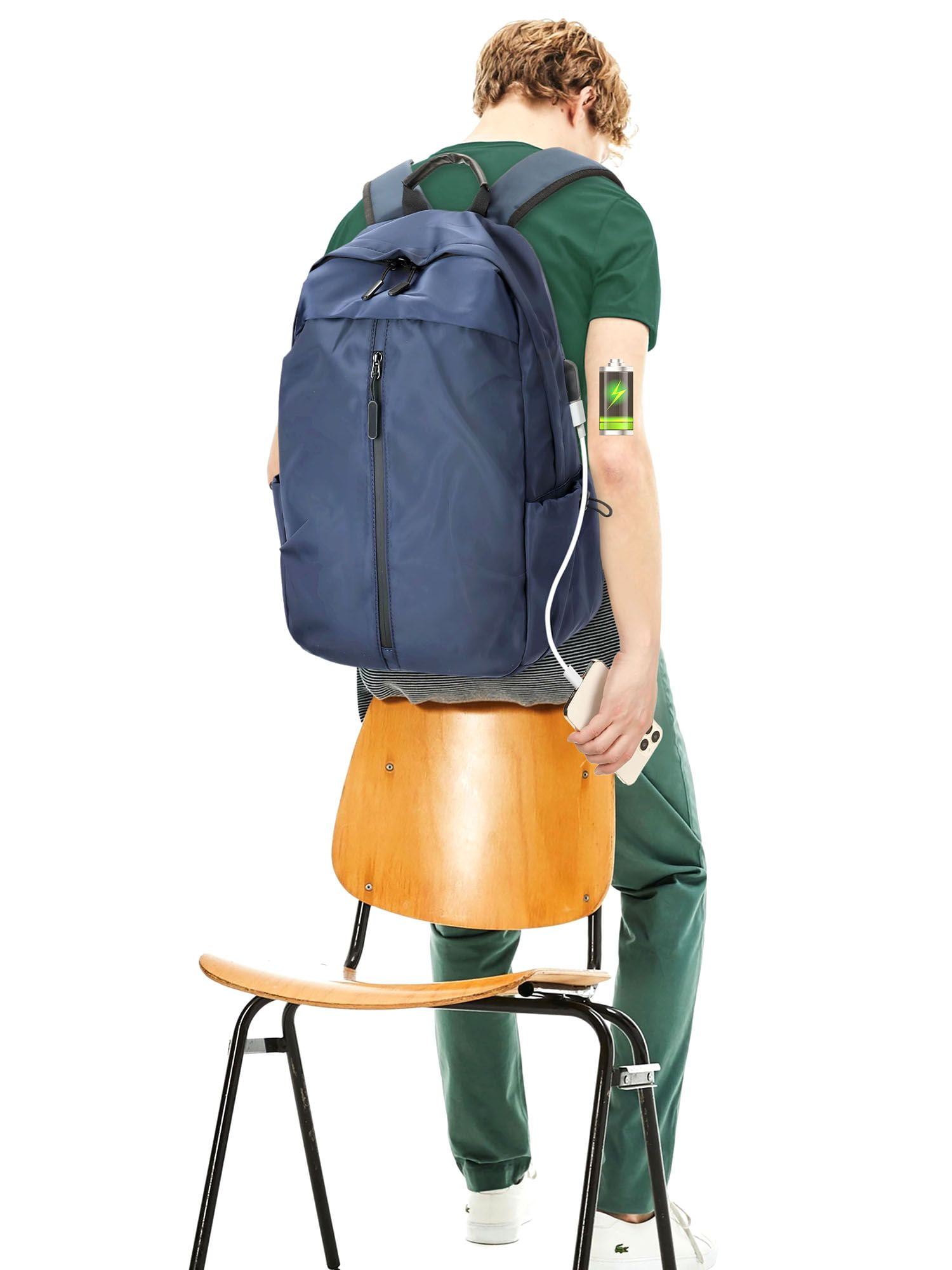 Deago Travel Laptop Backpack Business Anti-Theft Backpack with USB Port College Bag for Men Women 15.6 Inch Notebook-Blue