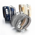 thumbnail image 3 of Pulseras de Cuero con perlas y dijes del árbol de la vida azul, 3 of 5