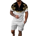 thumbnail image 1 of DYMADE Men Casual Zipper Lapel Short Sleeve Shirt And Shorts 2PCs Set, 1 of 4
