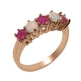 thumbnail image 1 of LBG British Made 9k Rose Gold Natural Ruby & Opal October Birthstone Womens Anniversary Ring - 33 size options - Size 12, 1 of 7