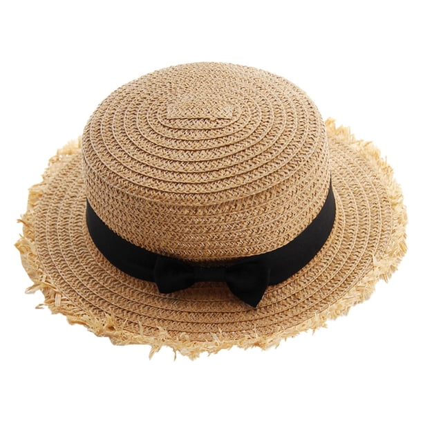 Sombrero de paja para mujer con circunferencia de 56-58 cm, sombrero para el sol, protector solar, para exteriores, con lazo, sombrero de copa plana, sombrero de playa, sombrero para el sol