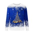 thumbnail image 4 of Chandails d'Automne d'Hiver Grande Taille pour Femmes Chandails de Noël pour Femmes Arbre de Noël Suéter Navideño Mujer Mignon Col Rond Chandails à Capuchon Amusants Bleu, 4 of 4