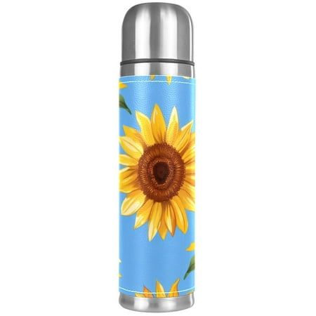 

HOHODIY Stainless Steel Vacuum Thermos Bottle Painted Insulated Bottle 18 oz Leak Proof Water Bottle for Keeping Liquids Hot or Cold for Up to 24 Hours Sunflower