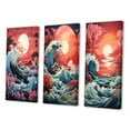 thumbnail image 3 of Designart "Waves of Drama VI" Coastal Wall Art Set Of 3 - Coral Coastal Canvas Set For Living Room Decor, 3 of 7