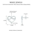thumbnail image 6 of Rosec Jewels Heart Shaped Diamond Earrings - Lab Created Diamond Studs with Screw Back (EF-VS Grade), 10K White Gold, 6 of 7