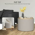 thumbnail image 4 of Round Storage Ottoman Coffee Table with Flip Top Tray, Gray, 4 of 9