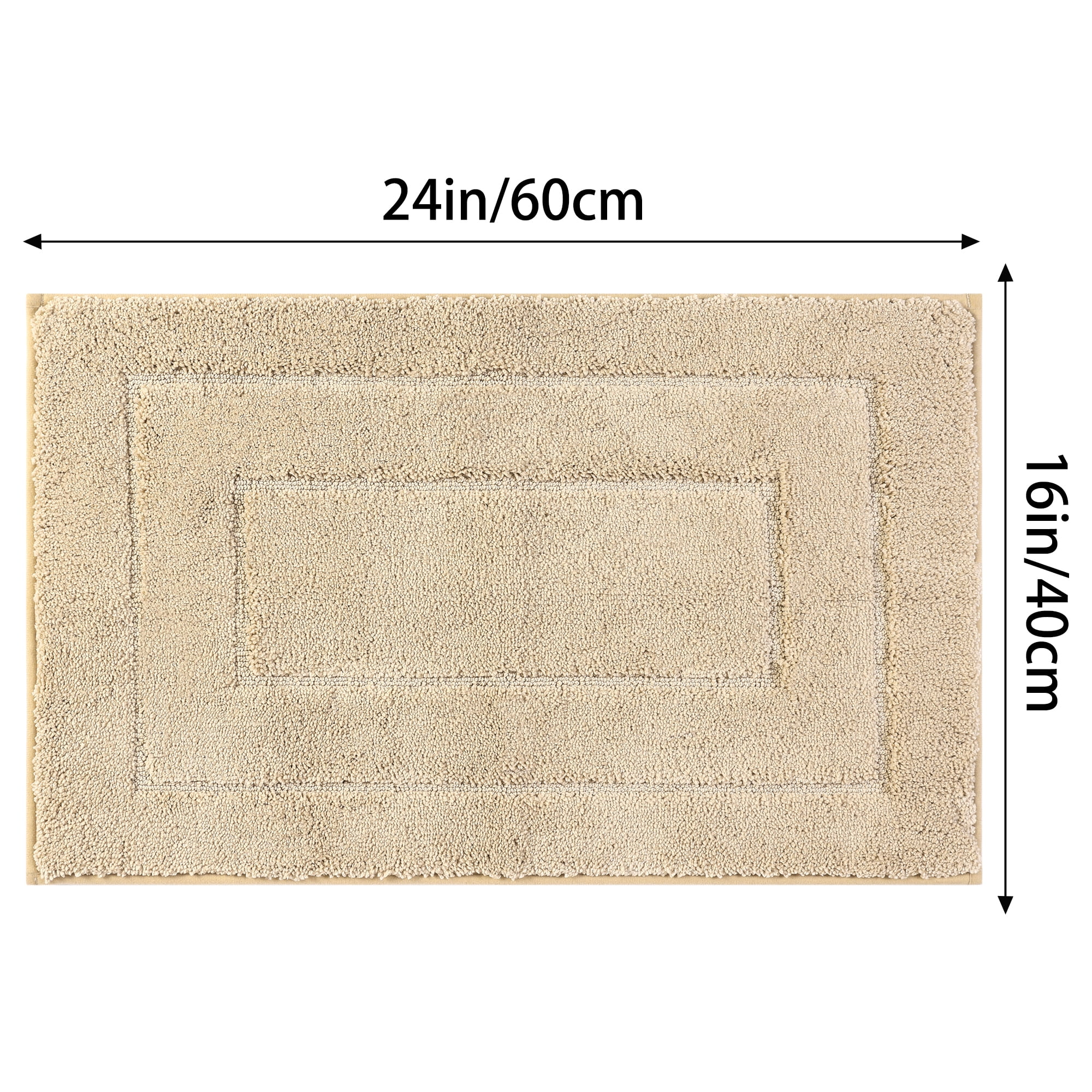 Unique Bargains Geometry Bathroom Rug Mat Soft Absorbent Non-Slip Comfortable Bath Rugs Khaki 16" x 24"