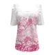 thumbnail image 4 of ICHUANYI Clearance Women's Casual Off The Shoulder Lace Regular Fit Short Sleeve Tops V-Neck Shirt Tops(Pink, XXL) ICHUANYI WER2023080804293, 4 of 4