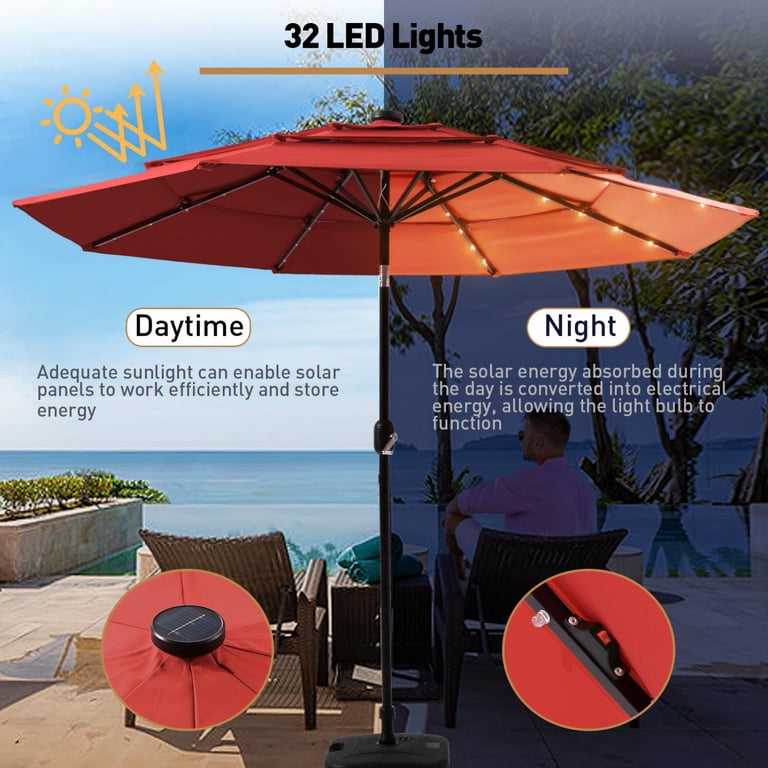 11 ft patio umbrella auto tilt SimplyShade 11-ft Aluminum Tan Auto-tilt Market Patio Umbrella in the Patio  Umbrellas department at Lowes.com
