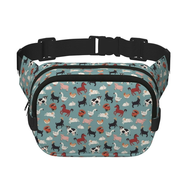 Fotbe Farm Animals 1 Cangurera Cuadrada con Estampado de Doble Capa, Bolsa de Cintura Ajustable Mini para Hombres y Mujeres