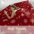 thumbnail image 4 of Christmas Gold Duvet Cover Set King Size, and White Snowflake Red 4 Piece Soft Microfiber Bedding Set Holiday Bedding with Zipper Closure, 1 Comforter Cover, 1 Flat Sheet, 2 Pillowcases, 4 of 9