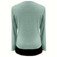 thumbnail image 4 of Htigea Women's 2 in 1 Shirts Trendy Color Block Crew Neck Long Sleeve Tunic Tee Casual Fall Tops Green XL, 4 of 7