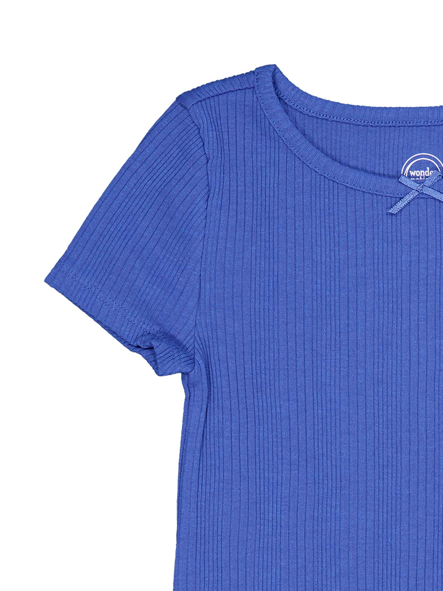 Wonder Nation Girls Short Sleeve Rib Tee, Sizes 4-18 & Plus
