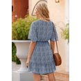 thumbnail image 5 of Maskion Women's Summer Casual Floral Dress Cross V Neck Ruffle Short Sleeve Flowy Mini Wedding Dresses with Belt,XL Dark Blue, 5 of 6