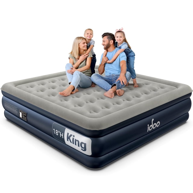 Colchón inflable iDoo King Size con bomba integrada de 18 pulgadas de alto