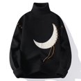 thumbnail image 3 of Men's Sweater Moon Printed Knitwear Patchwork Warm Pullovers Autumn Winter New Christmas Jumpers Korean Street Knit (Khaki,Asian-XXL), 3 of 7