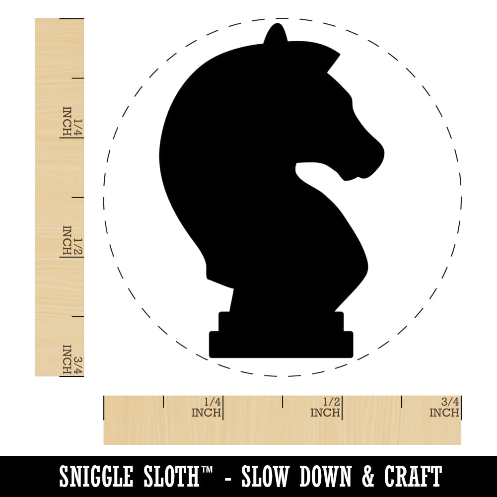 Chess Knight Piece Self-Inking Rubber Stamp Ink Stamper - Fuchsia Ink - Small 3/4 Inch