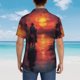 thumbnail image 4 of Balery Sunset River Western Cowboy Camisas hawaianas de manga corta para hombre, camisas playeras de corte holgado, camisas de vacaciones con botones,3X-Large, 4 of 7