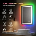 thumbnail image 2 of 48*36 inch LED Mirror for Bathroom, Mirror with 8 RGB Backlit & 3 Front Lit (Adjustable Individually), Anti-Fog Wall Bathroom Mirror Vanity Mirror with Memory Function, Horizontal/Vertical, 2 of 6