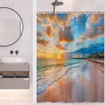 thumbnail image 3 of Beach Shower Curtain, Hawaii Summer Vacation Shower Curtain for Bathroom Nature Scenery Sunset Waterproof Fabric Shower Curtain Set with Hooks, 72x84 Inch, 3 of 6