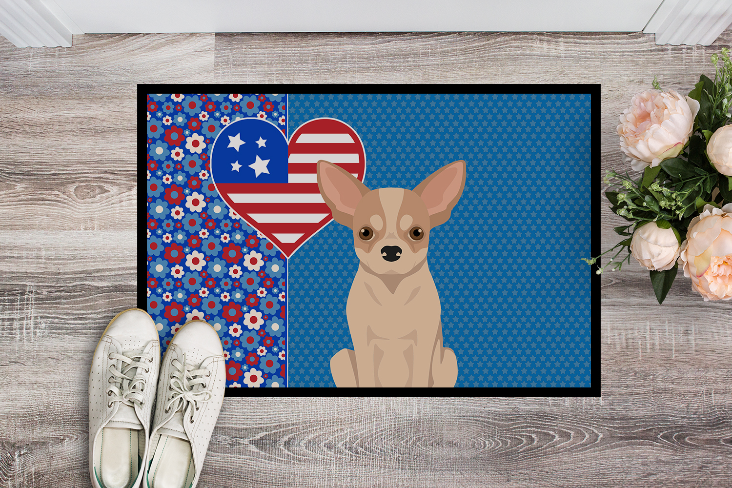 Fawn and White Chihuahua Indoor or Outdoor Mat 24x36 36 in x 24 in