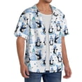 thumbnail image 2 of Rateoe Playful Penguins and Snowmen Pattern Men's Short Sleeve Classic Shirt, Casual Short-Sleeved Shirt, Lightweight Summer Shirt, Cuban Collar Shirt,Button-Front Shirt-Large, 2 of 5
