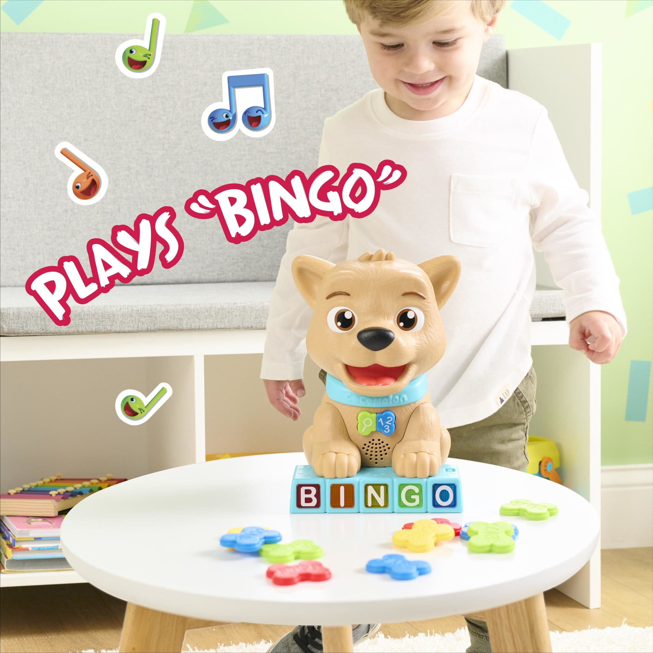 CoComelon Count & Learn Bingo, 11-Pieces, Music and Sounds, Kids Toys for Ages 18 Month
