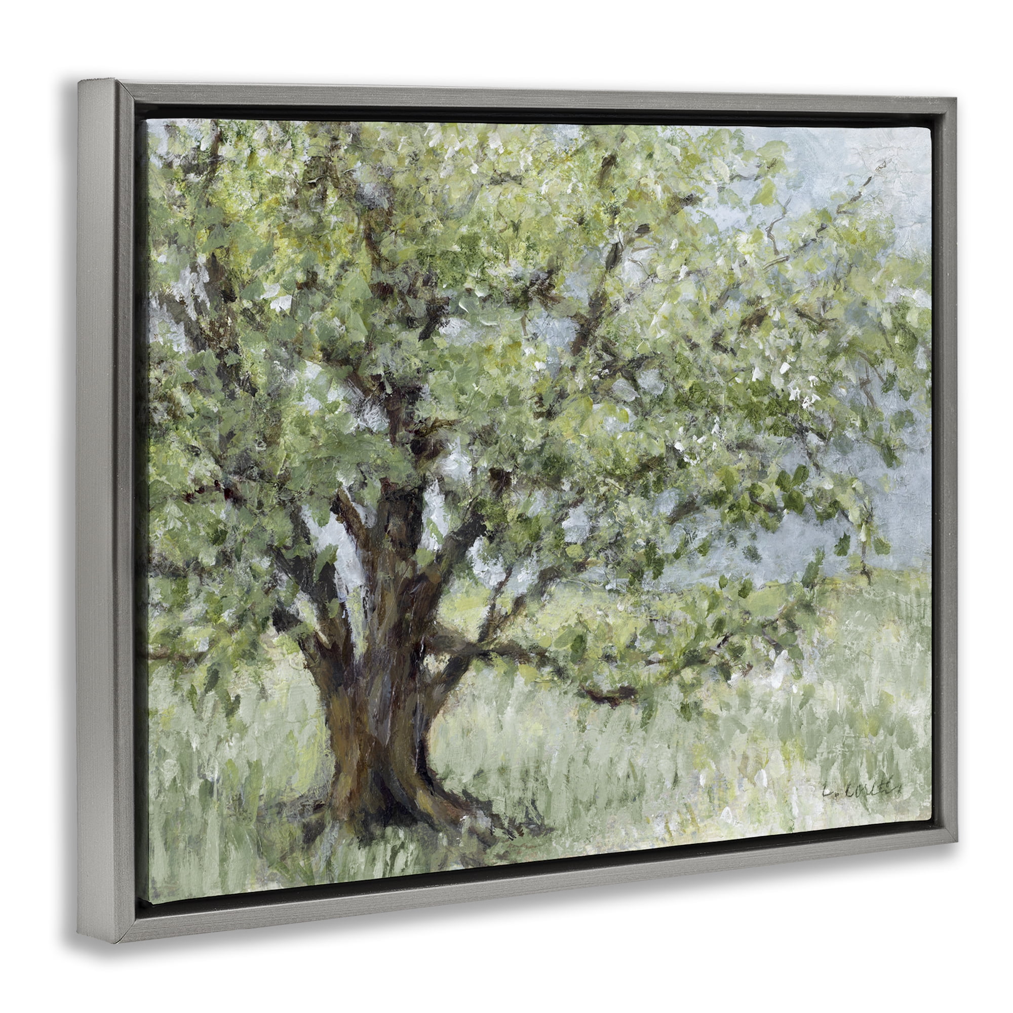 Stupell Industries Summer Oak Splendor Landscape Gray Framed Floater Canvas Wall Art, design by Lanie Loreth