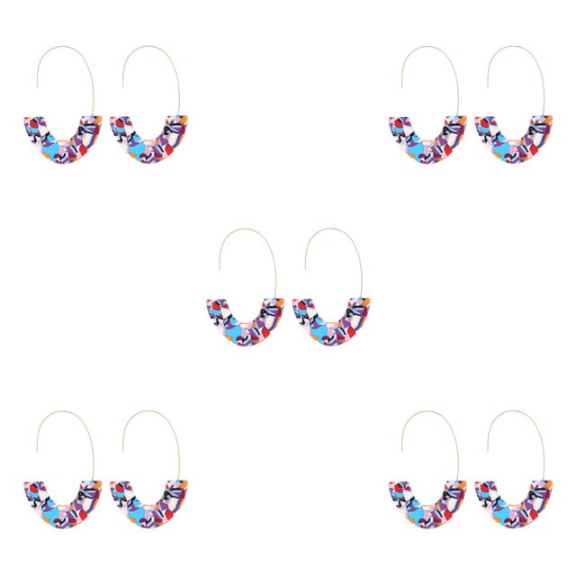 Minnieouse 1 par de pendientes en forma de U con estampado de leopardo geométrico de moda adornos de joyería accesorios de mujer para chicas Naranja 5Conjunto