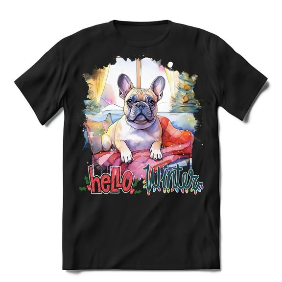 Watercolor Hello Winter French Bulldog Chill Christmas Welcome Shirt T-shirt Unisex Merch Dog Lover Gifts - 00016
