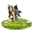 thumbnail image 3 of Green Absinthe Fairy Kneeling On Lotus Petal Soap Dish Figurine Jewelry Holder, 3 of 10